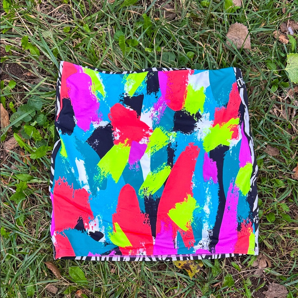 YITTY Multicolor Abstract Mini Skirt major label cutout  confetti 80s style